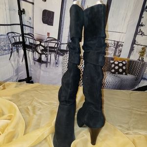 Black Nine West  slouch suede boot size 9
